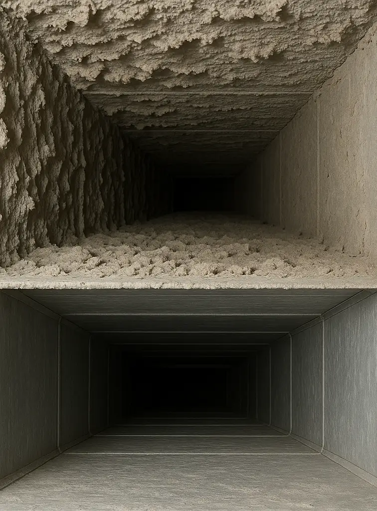 Before and after duct cleaning in Baytown Texas