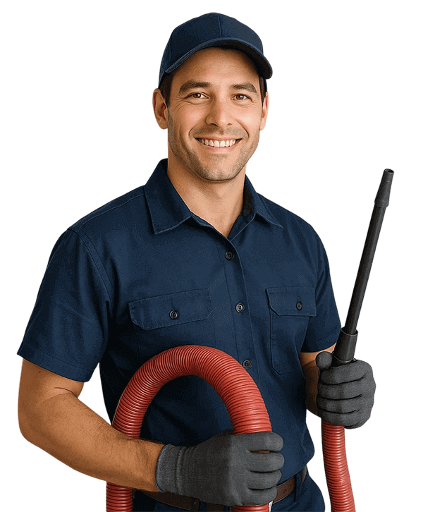 Baytown TX Air Ducts Cleaning technician holding HVAC tools